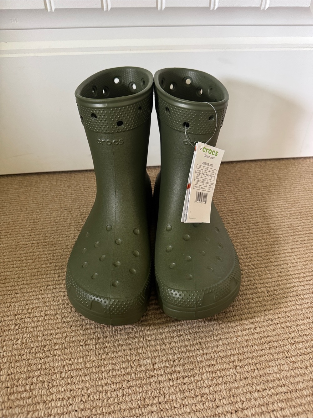CROCS Womens Size 9 Olive Green Waterproof Rain Boots
